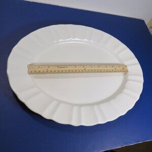 Light Cream Heavyweight Platter with thick ruffled edge stoneware micro safe